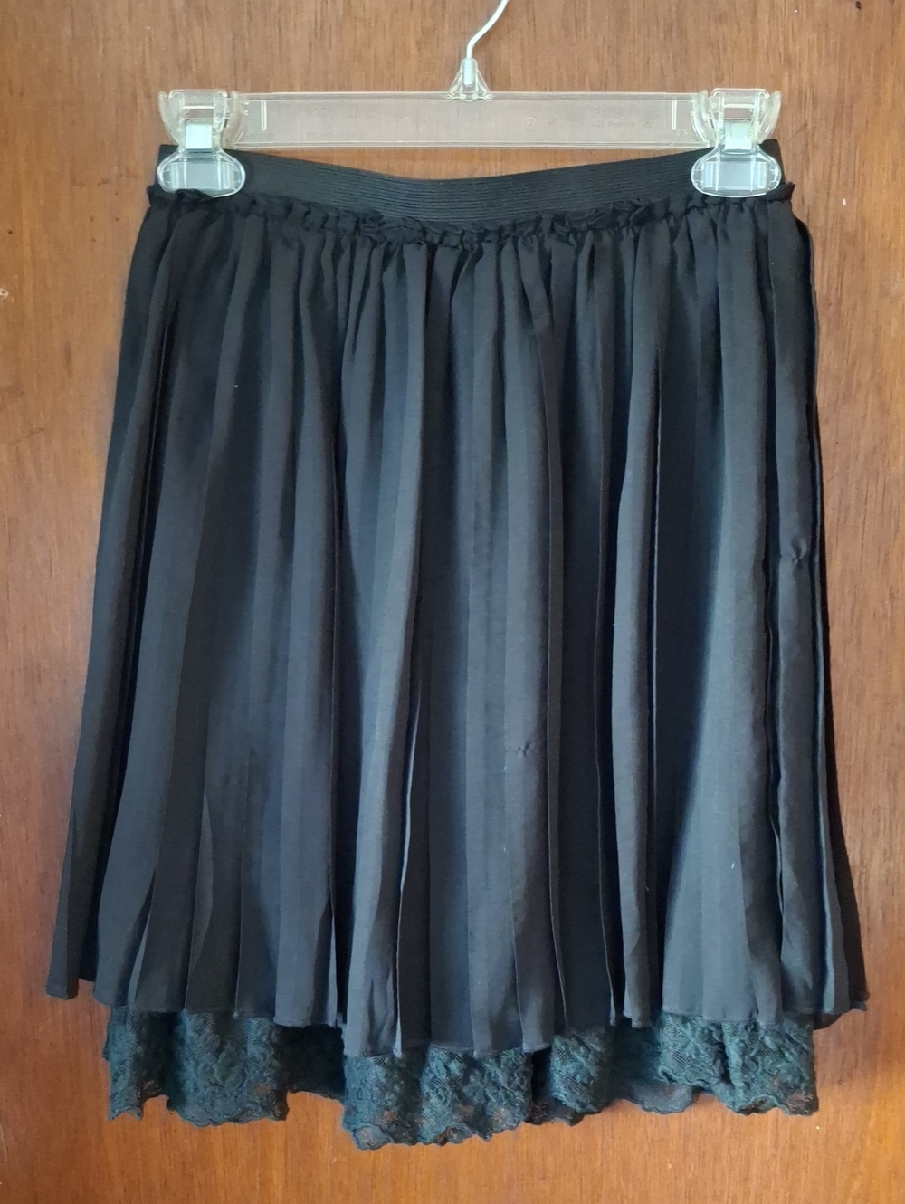 Alice Moon Black Pleated Skirt W/ Lace Trim Y2k Vintage Goth Balletcore Sz Small